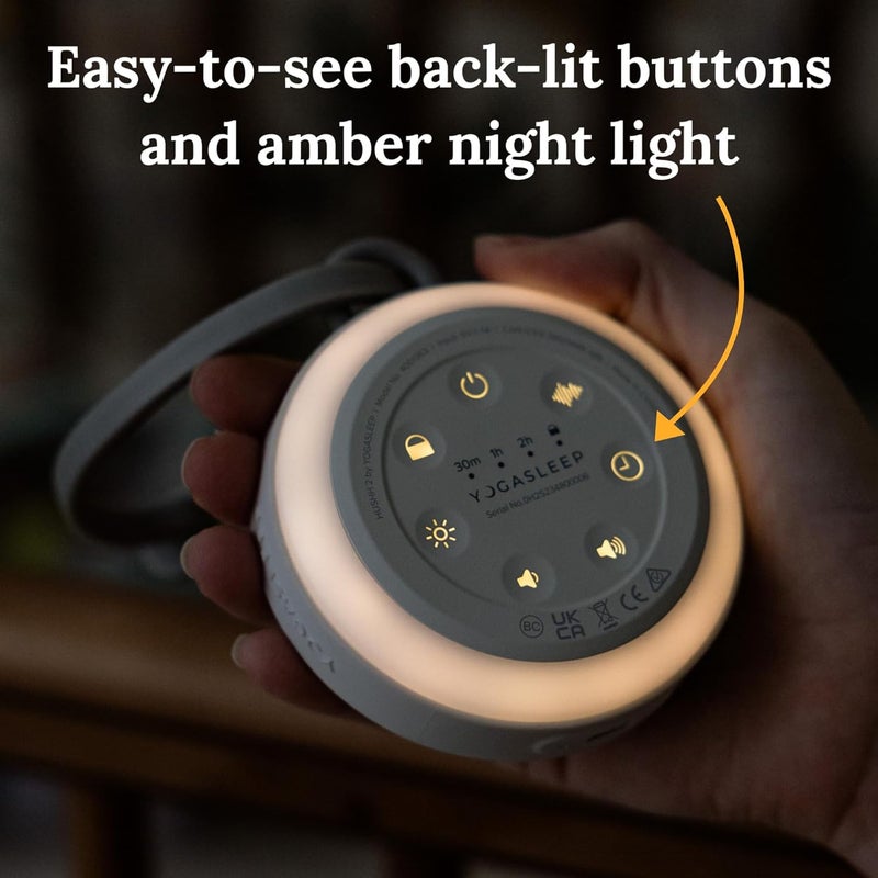Yogasleep Hushh 2 Portable Sound Machine for Baby & Kids, New Reinforced Clip, Backlit Buttons, Night Light, 6 Soothing Natural Sounds, Easy to Use Timer, Volume Control, Toddler Lock, Noise Canceling - Image 3